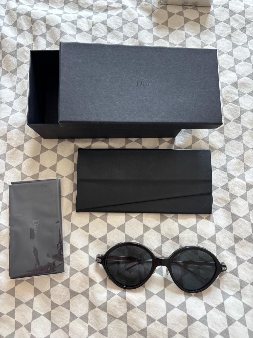 Dior Black Round Sunglasses with Matching Black Case